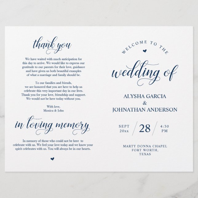 Elegance Classy Mariage Ceremony Programme pliable (Devant)
