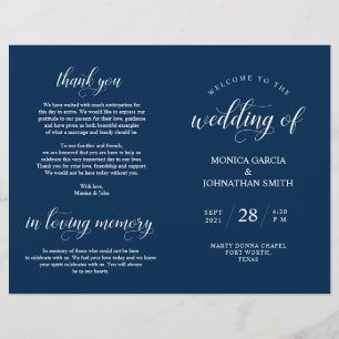Elegance Classy Wedding Zeremony faltbares Program