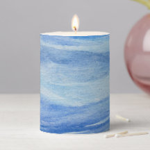 Elégance côtière Aquarelle Vague Pilier Bougie