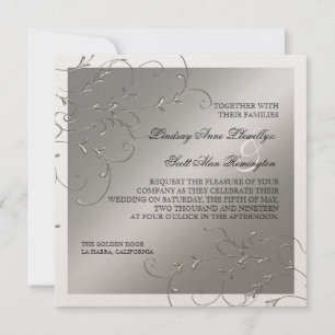 Elégance Cravate Noire, Invitations Mariage Argent