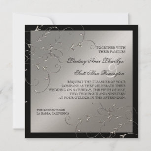 Elégance Cravate Noire, Invitations Mariage Argent