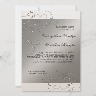 Elégance Cravate Noire, Invitations Mariage Argent