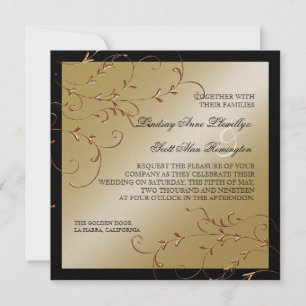 Elégance Cravate Noire, Invitations Mariage Doré