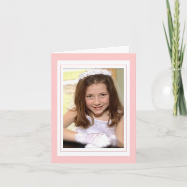 Elegance Cross in Pink Foto Danke Karte (Vorderseite)