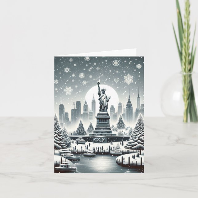 Élégance des Fêtes de New York. Carte personnalisa (Devant)