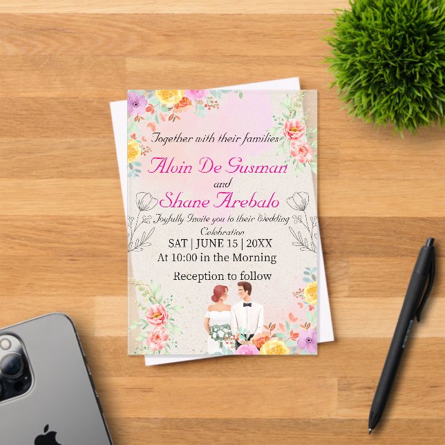 Élégance du rougissement : Faire-part de mariage a (Insitu (Carte d'invitation))