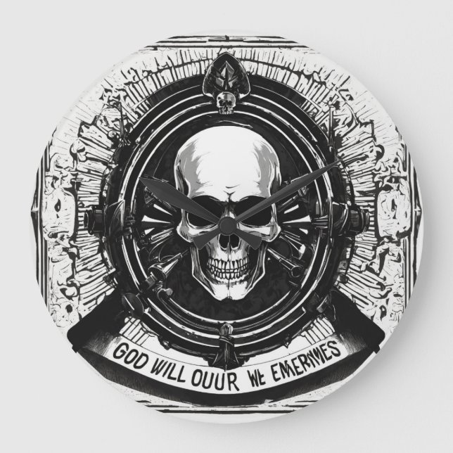 "Élégance du Skeletal : Mini horloge murale crânie (Recto)