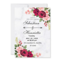 Élégance en rouge : Faire-part de mariage floral