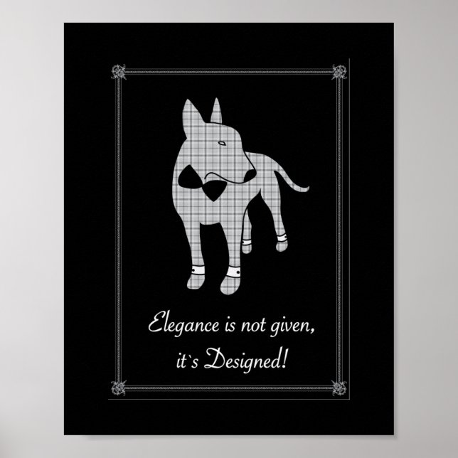 Elegance English Bull Terrier Black Krawatte Art Poster (Vorne)