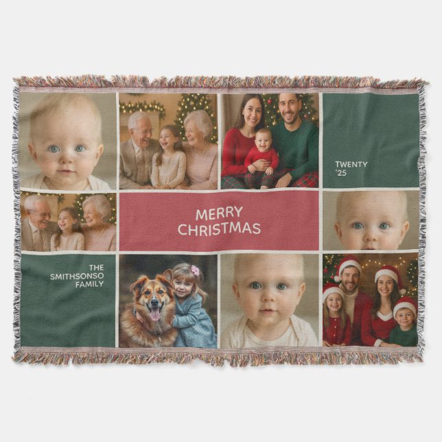 elegance family 8 Photos collage merry Christmas Decke (Vorderseite)