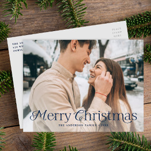 Élégance festive carte de Noël Navy Joyeux Noël Ph