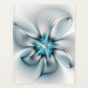 Élégance florale Art fractal bleu abstrait moderne