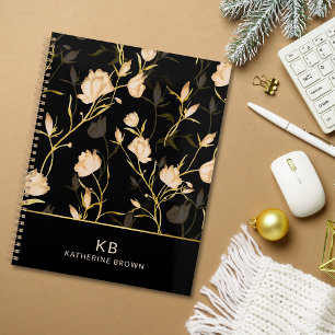 Élégance florale d'or noir tendance planner 2026
