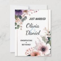 🌸 Élégance Florale "Tout Juste Mariés" – Carte de