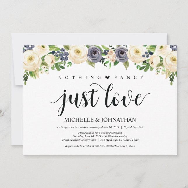 Elegance Florenz Elopement Empfang Einladung (Vorderseite)