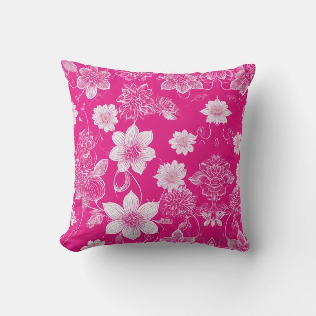 Élégance florissante : Oreiller à lancer floral (Recto)