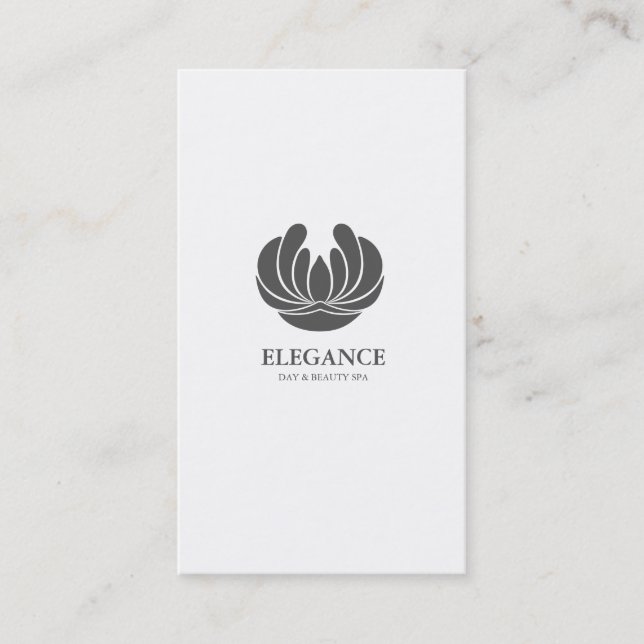 ELEGANCE FLOWER DESIGN SPA WELLNESS GREY WHITE VISITENKARTE (Vorderseite)
