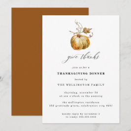 Elegance Give Danke Watercolor Pumpkin Erntedank Einladung