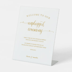Elegance Gold Heart Script Unplugged Zeremonie Sockelschild