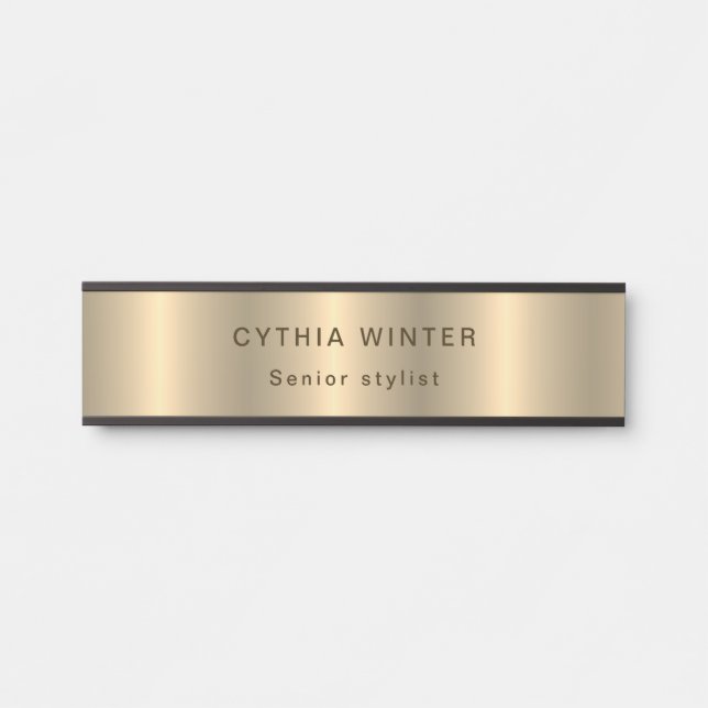 Elegance Graved Brushed Gold Beruflich Türschild (Vorderseite )