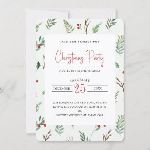Elegance Holly Berries Weihnachts-Party Einladung