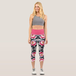 Elegance in Bloom: Floral Harmony Printed Capri Leggings