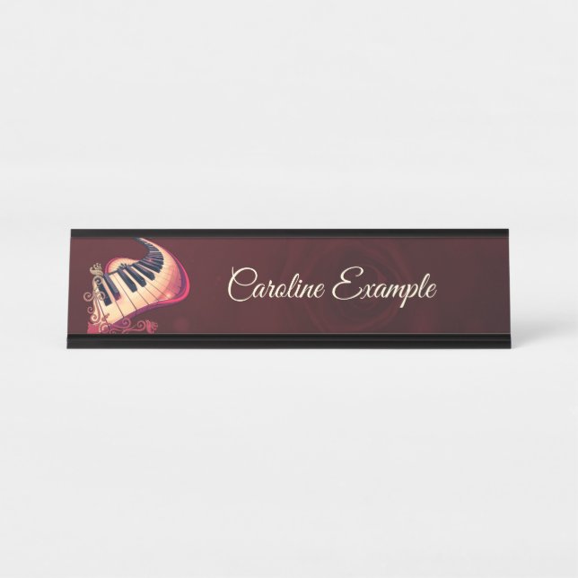 Elegance in motion, the curved piano.  schreibtischnamensplakette (Vorderseite )