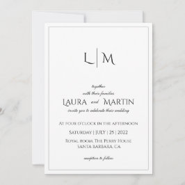 Elegance Klassischer Text und Monogramm Einladung