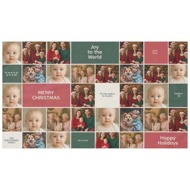 elegance LARGE family all Photos collage Christmas Tischdecke (Vorderseite (Horizontal))
