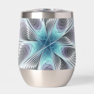 Elegance Modernes Blue Grau Weiß Fraktal Blume