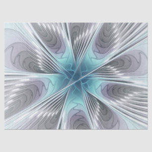 Elegance Modernes Blue Grau Weiß Fraktal Blume Seidenpapier