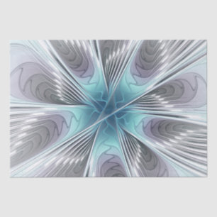 Elegance Modernes Blue Grau Weiß Fraktal Blume Seidenpapier