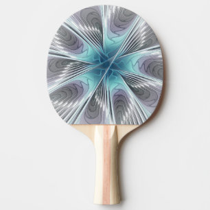 Elegance Modernes Blue Grau Weiß Fraktal Blume Tischtennis Schläger