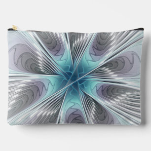Elegance Modernes Blue Grau Weiß Fraktal Blume Zubehörtasche