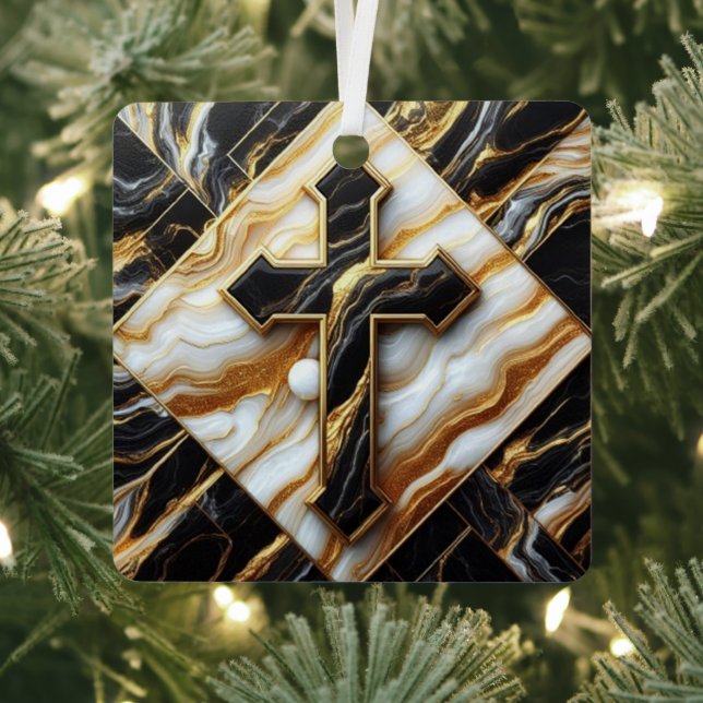 Elegance Monochrome Keramik Muster Gilded Touchs Ornament Aus Metall (InSitu)