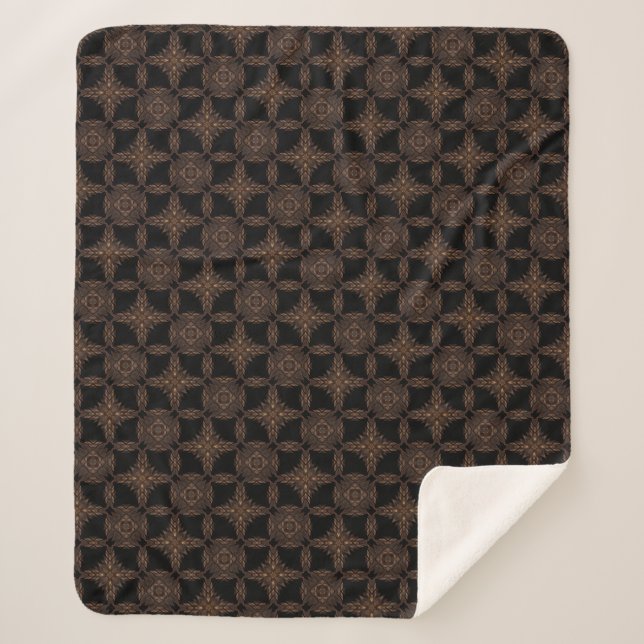 Elegance Noir Brown & Black Muster Sherpadecke (Vorderseite)