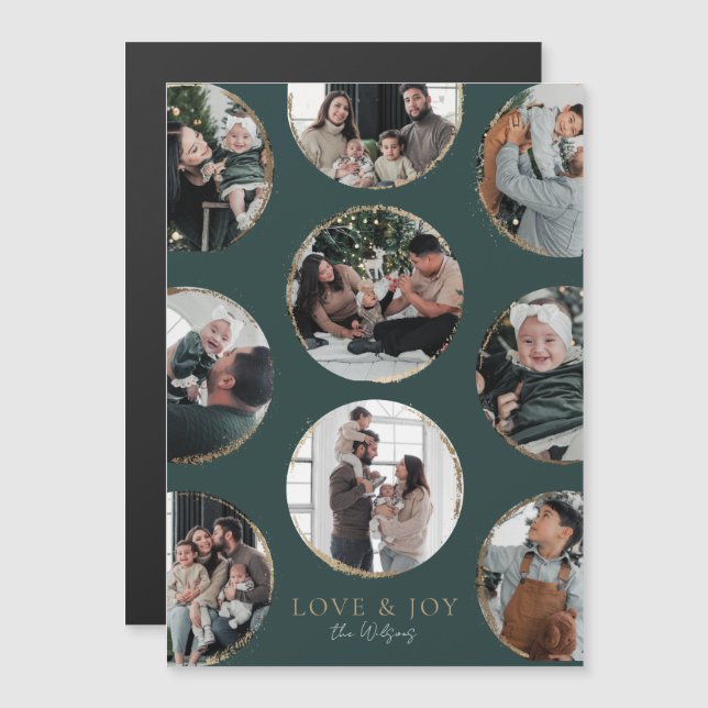 Élégance ornementale Vert foncé Carte photo magnét (Devant / Derrière)