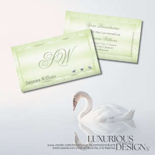 Elegance Pastel Green mit Diamonds und Monogram Visitenkarte