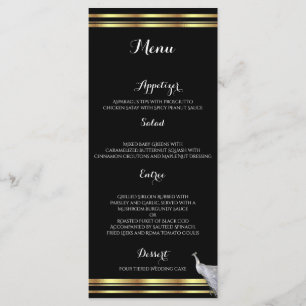 Elégance Peacock dans Black Gold et White Menu