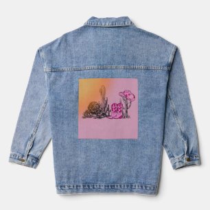 Elegance Pink Cowboy Boots and Hat Set Jeansjacke