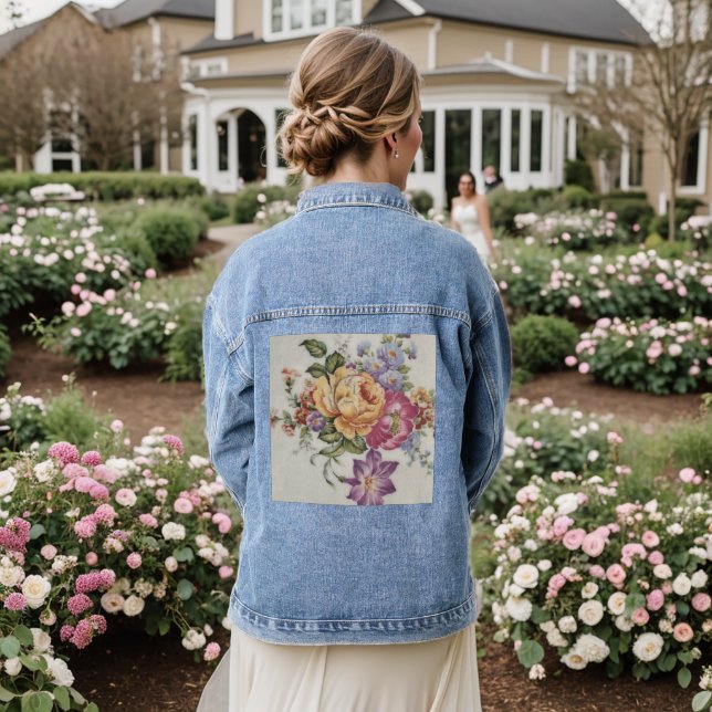 Elegance: Porzellan Inspiriert Jean Jacket Jeansjacke (Hochzeit Rückseite)