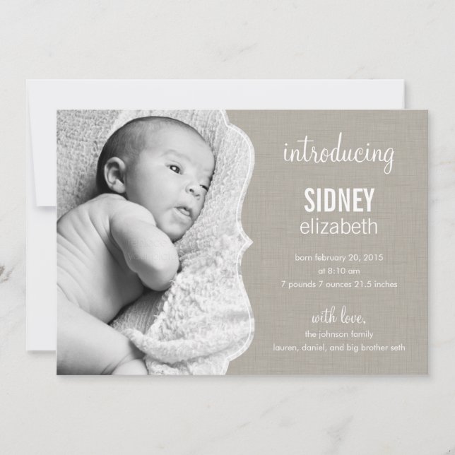 Élégance raffinée Faire-part de naissance bébé (Devant)