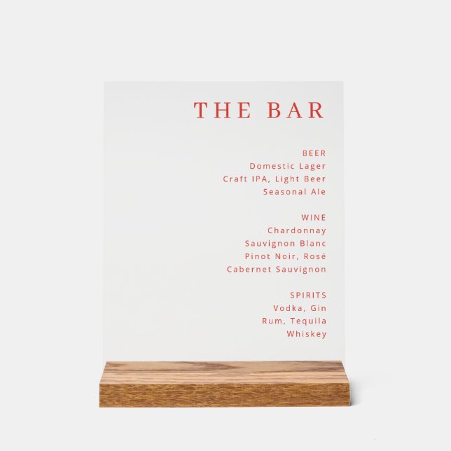 Elegance Red Text Bar Menu (Recto)