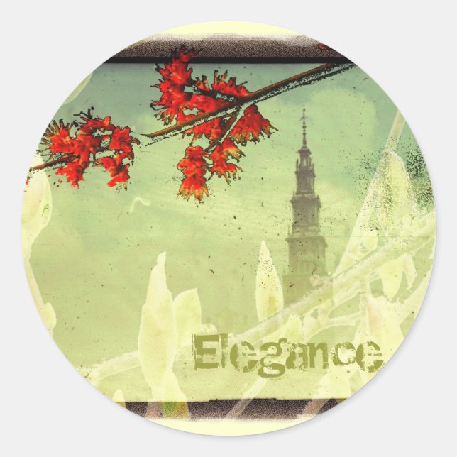 Elegance Runder Aufkleber (Vorderseite)