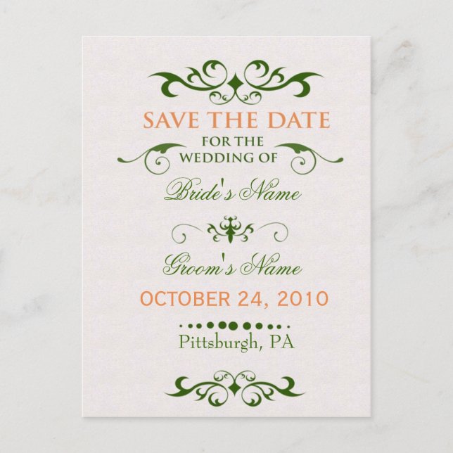 Elegance - Save the Date Ankündigungspostkarte (Vorderseite)