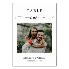 Elegance Script Foto Wedding Tischnummer One
