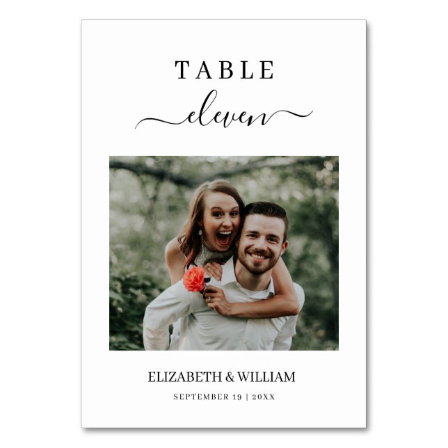 Élégance Script Photo Mariage Numéro de table pers (Par défaut)