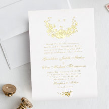 Elegance Subtle Real Gold Wreath Monogram Wedding