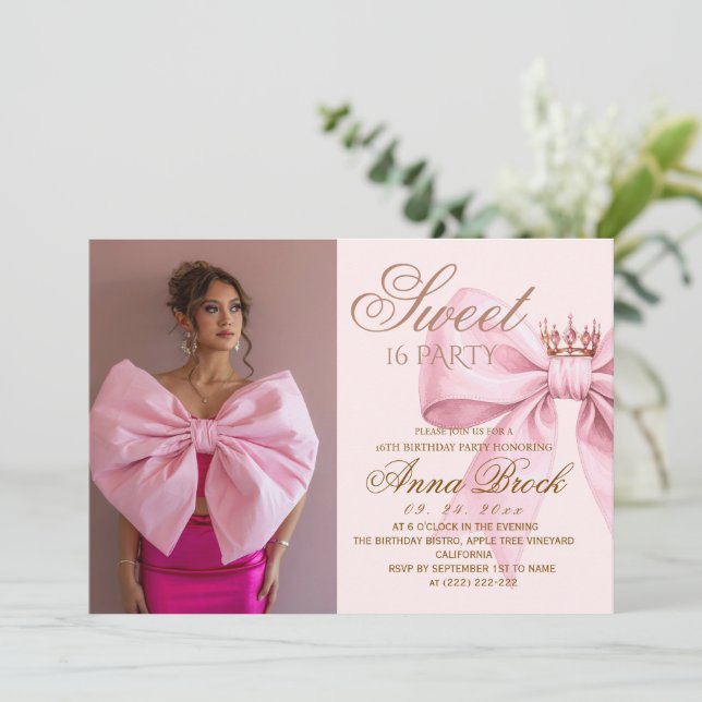 Elegance Sweet 16 Birthday Party Einladung (Stehend Vorderseite)