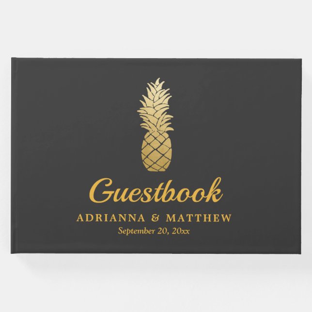 Élégance tropicale | Livre d'or Mariage ananas (Devant)